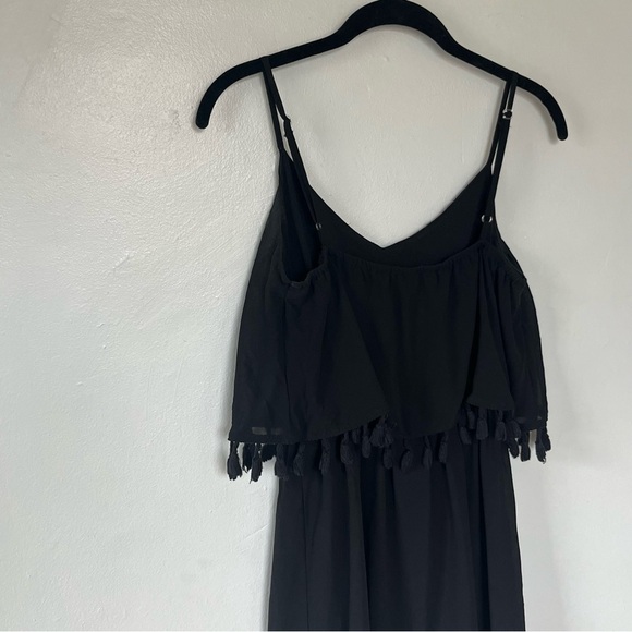 Anthropologie boohoo Bohemian Tassel Hem Dress Black Small - Picture 5 of 9